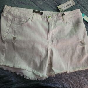 Just USA Women's White Distressed Shorts